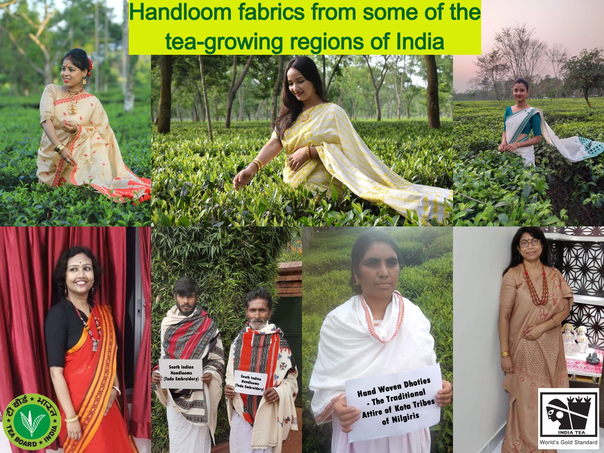 Handloom fabrics from some of the tea-growing regions of India
