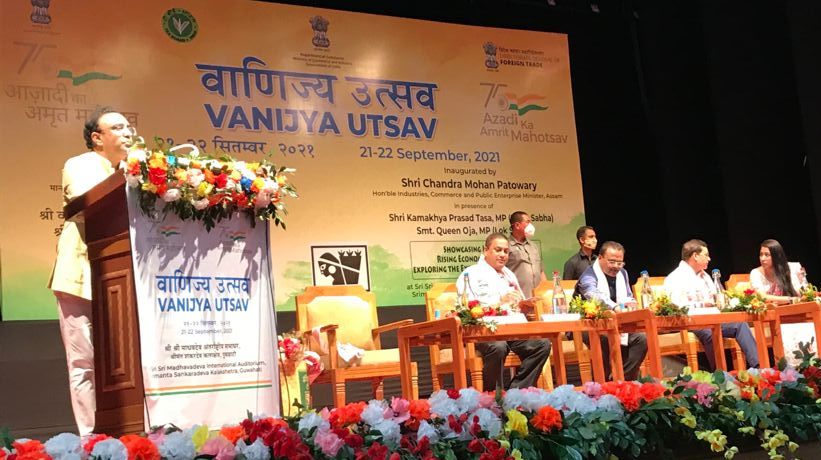 Shri Diwakar Nath Misra, Joint Secretary (Plantations), Ministry of Commerce & Industry, Govt. of India, addressing the audience at “Vanijya Utsav”, Guwahati, 21/09/2021